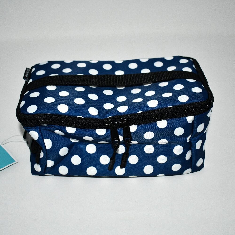 Cerbonny Freezable Lunch Box Snack Bag, Insulated Cooler, Blue Polka Dot, Compac